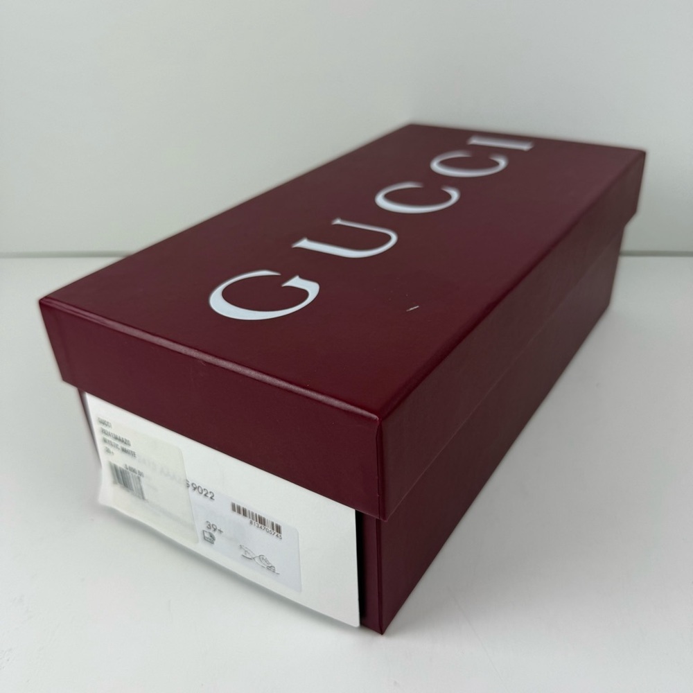 Gucci Sierra GG Slide Sandals Womens 39.5 US 9.5 Mystic White Heels Leather NEW - Picture 15 of 16